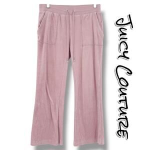Juicy Couture Del Ray Pink Velour Flared Track Pants Y2K Icon Womens Size XS